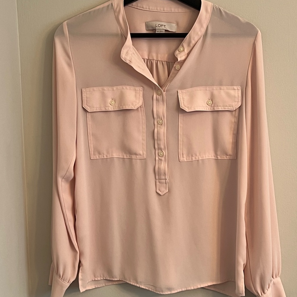 LOFT Blush Blouse with Button Detail